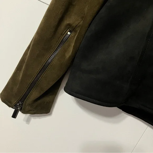 Kut from the Kloth Black and Brown Zip Polyester Suede Woman’s M Stylish Jacket - Picture 12 of 12